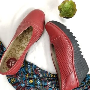 Fly London Yaz Slip on Wedge Heel Euro 41 Red